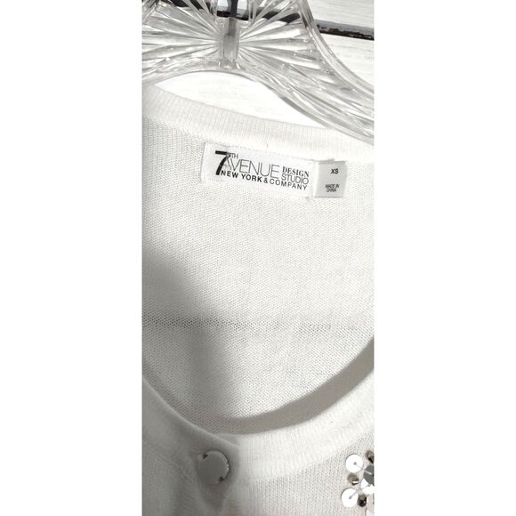 7th Avenue NY & Company NWT White Button Up Cardigan Sweater - Picture 3 of 6